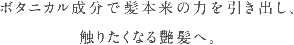 ボタニカル成分で髪本来の力を引き出し。触りたくなる艶髪へ。